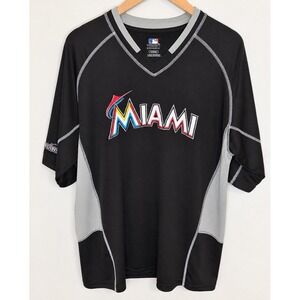 Miami Marlins MLB Genuine Merchandise Jersey Shirt Mens XL Black Gray Baseball
